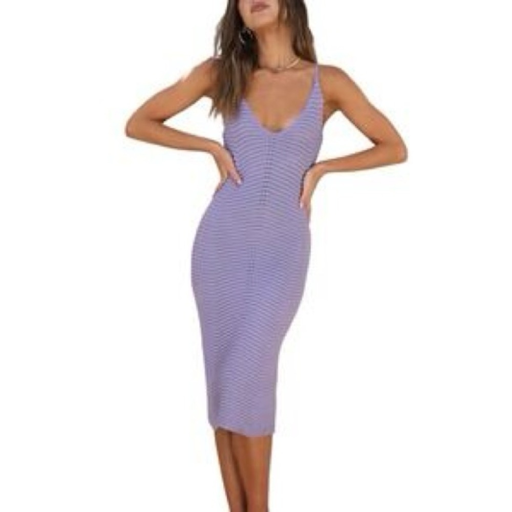 Hello Molly Striped lilac Midi Dress, Size 6